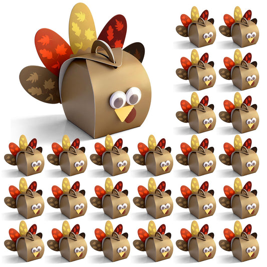 Mason Life Thanksgiving Gift Boxes, 24PCS Turkey Candy Treat Boxes, Thanksgiving Party Favor Boxes, Funny Thankful Goodies Box, Cupcake Box for Holiday Dinner Decoration, Table Centerpiece