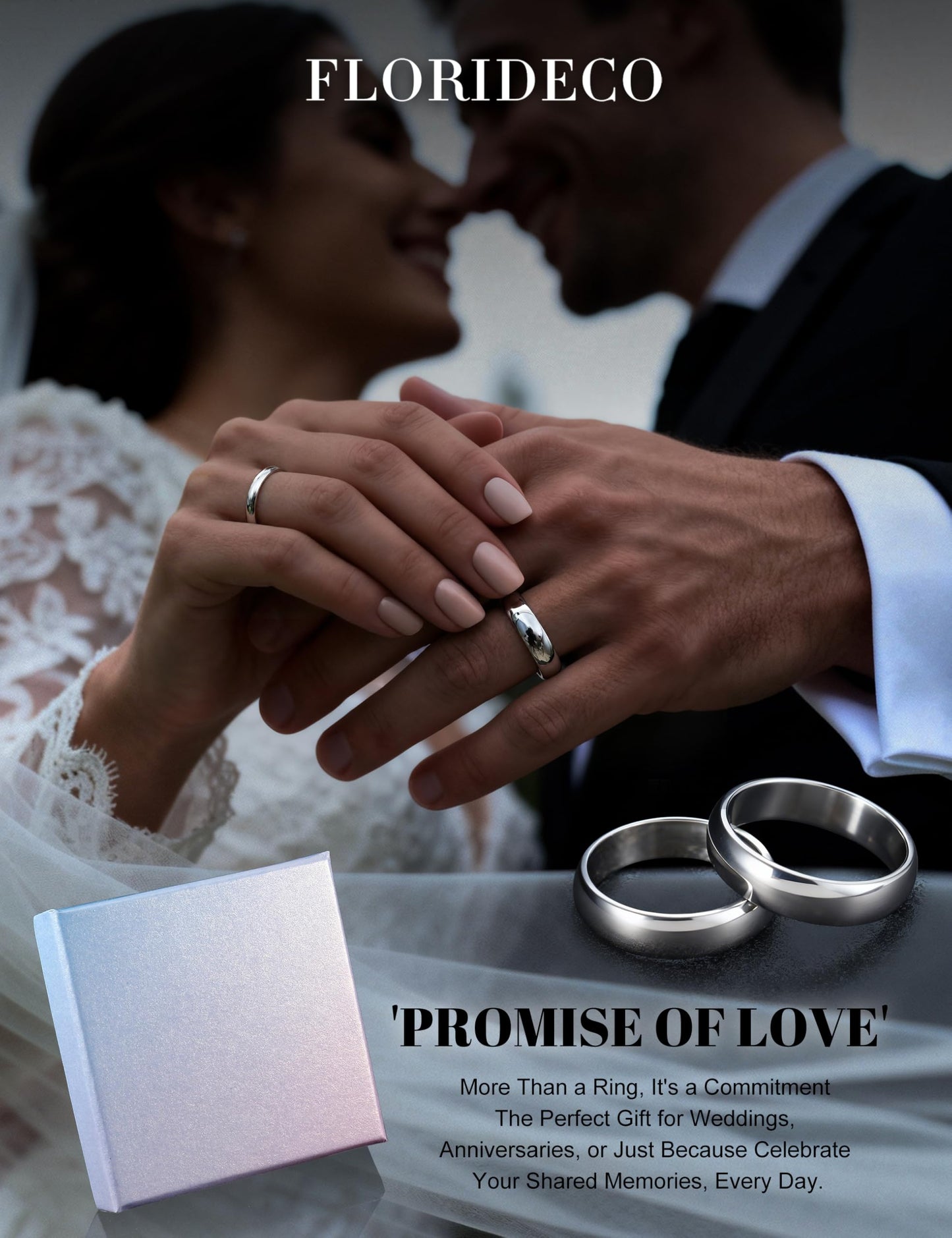 Florideco 5mm Stainless Steel Ring Wedding Bands for Women Mens Ring Wedding Band Plain Dome High Polished Size 6