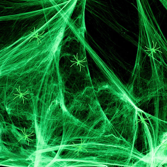 DERAYEE Halloween Glow in The Dark Spider Web Decorations, 700sqft Super Stretch Fake Cobwebs with 50 Plastic Spiders for Halloween Party Indoor Outdoor Supplies (200g)
