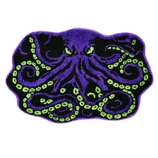 LSYESDLA Cool Purple Octopus Bathroom Rug, Soft Plush Gothic Animal Tufted Bath Mat, Non-Slip & Machine Washable, Absorbent Quick Dry Floor Door Mat Home Decor for Shower, Tub and Sink, 23.6"x35.4"