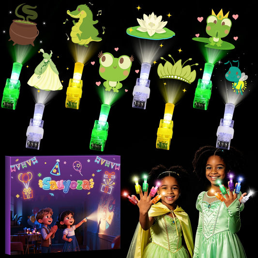 Sauyoza 36 Pack Frog Princess Party Favors LED Finger Lights for Kids, Glow in the Dark Birthday Party Supplies, Goodie Bag Fillers, Classroom Rewards Gifts Bulk, Cosplay & Night Games
