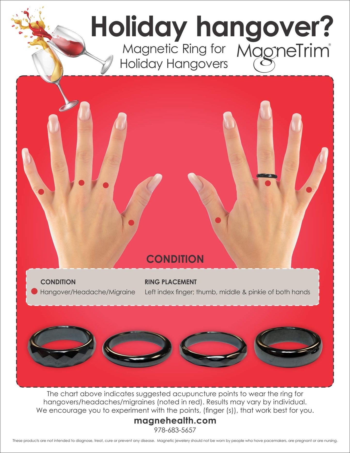 Hangover Ring-Magnetic Hematite 6mm Band Ring (8)