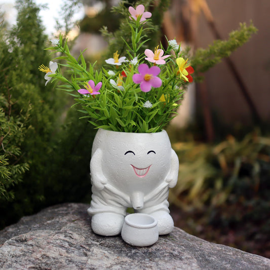 Dolkgy Head Planters Face Vase Succulent Pots for Indoor Outdoor Décor, Unique Plant Pot Fun Live Plants Planter Cute Cactus Pots, Gifts for Plant Lovers