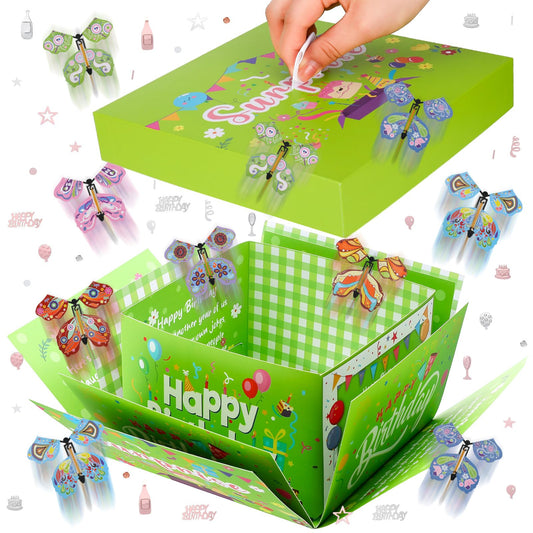 XLSXEXCL Birthday Explosion Gift Box, Birthday Butterfly Flying Surprise Gift Box, DIY Exploding Surprise Gift for Birthdays, Wedding, Mother's Day, Anniversaries