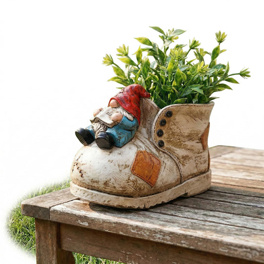 nclongshengsheng Resin Planter Pot for Indoor & Outdoor Small Plants, Adorable Funny Dwarf Succulent Flower Pot with Drainage Holes, Whimsical Decorative Planter for Home Garden Patio Balcony Decor