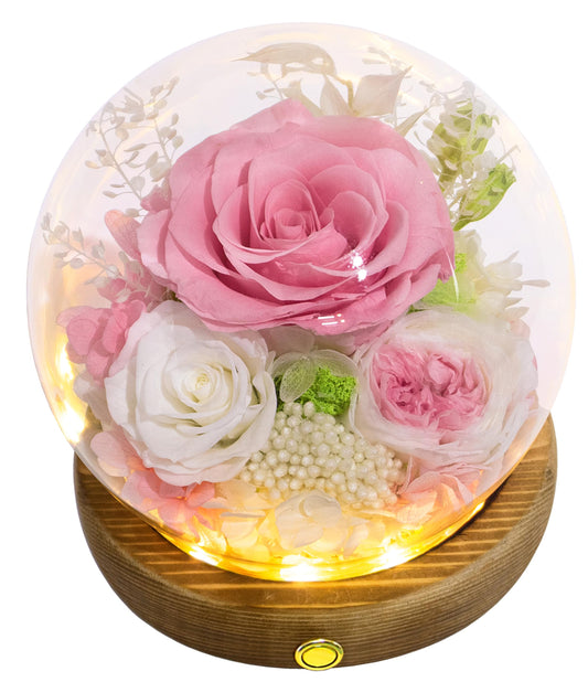 Valley of Rain & Forest Long-Lasting Real Flowers, Unique Floral Gift For you to send Love for All Occasions, for Indoor Decoration (Pink Rose & White Roses Arrangement)