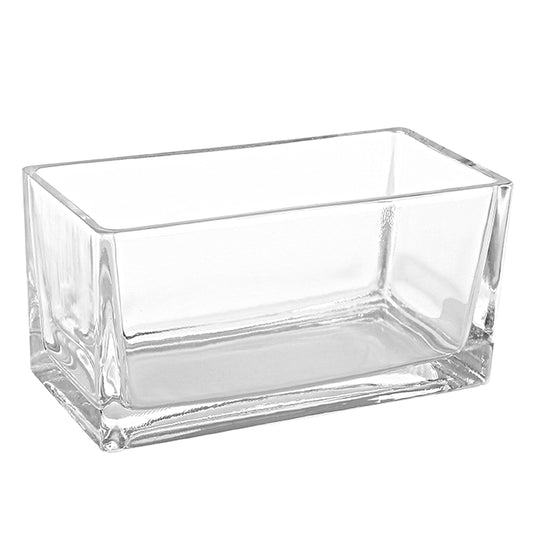 MyGift 7.8 inch Modern Rectangular Glass Vase, Trough Planter, Tabletop Glass Terrarium