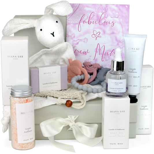Jasmyn & Greene New Mom Gift Basket - 9 Luxury Baby Shower Gifts for Expecting Mommy To Be. Pregnant Moms Postpartum Kit Care Package. Newborn Baby Girl Gift Set with Pregnancy Spa Gifts for Women.