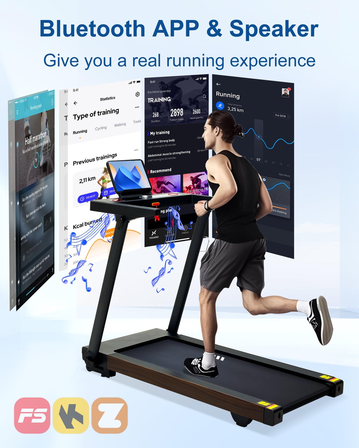 BORGUSI Foldable Treadmill with Auto Incline - 4 Hp 18.9 Inch Wide Treadmills for Home Seniors, 400 Lb Capacity, Backlit Knob Led Display, Shock Absorbent, Bluetooth App and Speaker, 12 Mph Speed