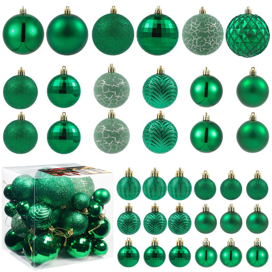 LANGXUN 36pcs Emerald Green Christmas Tree Decorations Balls, Bolas De Navidad, 2025 Christmas Decor, Indoor Outdoor Shatterproof Christmas Ornaments, Xmars Party Wedding Suppiles