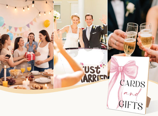 Pink Bow Themed Cards and Gifts Sign for Wedding, Pink Bridal Shower Decorations, Wedding Signs for Reception, Bridal Shower Table Decor, Reception Tabletop decor for Engagement Bachelorette Party