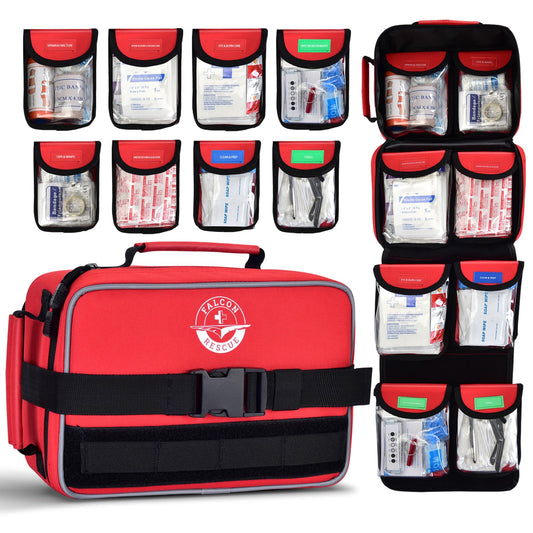 SUPER FALCON RESCUE 418-Piece First Aid Kit for Home, Travel, Camping, Hiking & Outdoor Emergencies, Tear-Resistant Survival Kits for Business, Vehicle & School, Multi-Use Emergency Medical Supplies