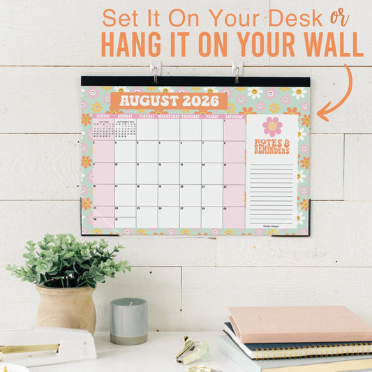 Hadley Designs Large Teacher Desk Calendar 2026-2027 - Desktop Calendar 2026, 18-Month Desk Calendars for Home, Office & Classroom, Cute Classroom Must Haves, Teacher Appreciation Gifts