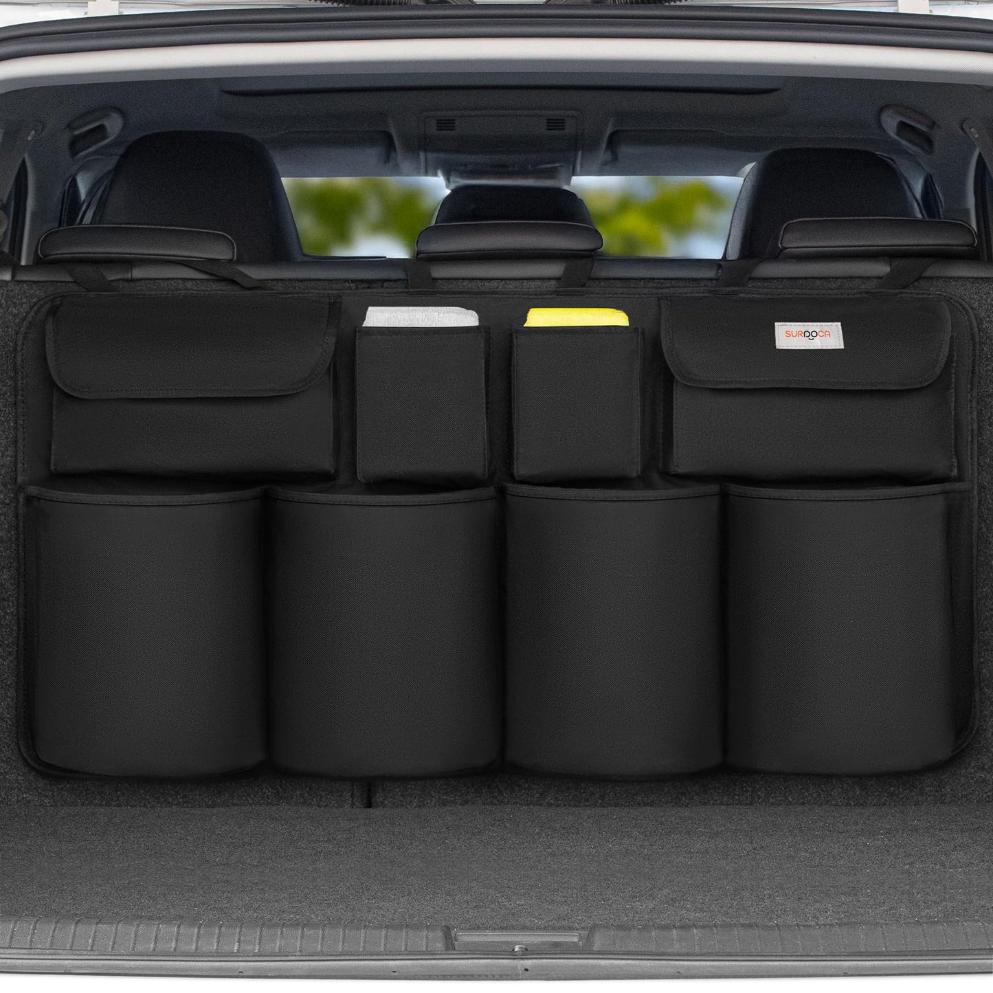 SURDOCA Hanging Trunk Organizer for SUV, [UPGRADED 7 Times] Car Organizers and Storage, Car Accessories Interior, Space Saving Expert