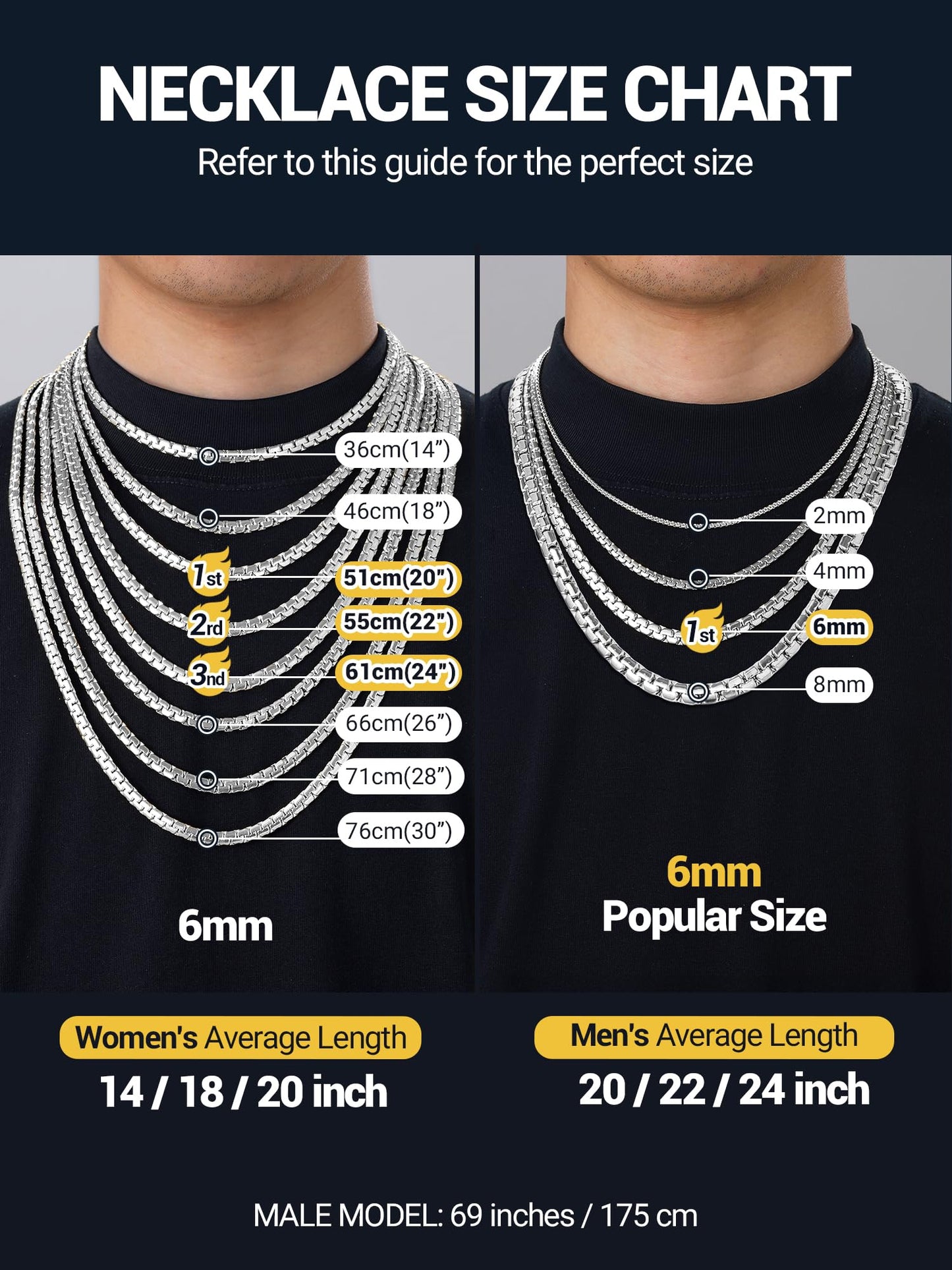 PROSTEEL Chains Necklaces For Men Chain 18inch 4mm Aesthetic Necklaces Mens Jewelry