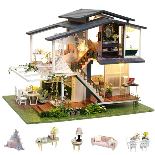 Flever Dollhouse Miniature DIY House Kit Creative Room with Furniture for Romantic Artwork Gift (Monet Garden)
