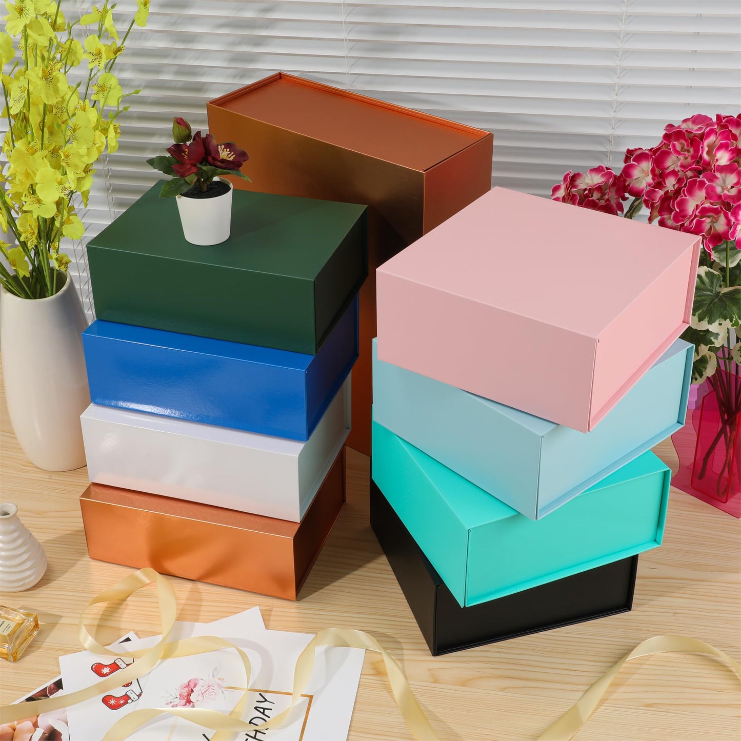 MUMUPACK 15 Pack Magnetic Gift Box With Lid 10x10x5,White Gift Boxes Bulk,Luxury Bridesmaid Proposal Box,Small Magnetic Closure Box Boxes For Presents,Wedding,Business
