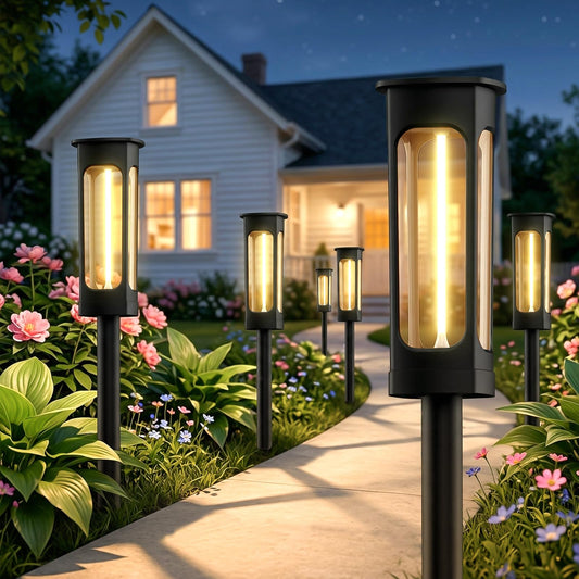 Gahomlumy 2026 Solar Lights Outdoor，6Pack Solar Pathway Lights Auto On/Off Waterproof Garden Landscape Lighting for Path, Yard, Walkway, Driveway Decor (Warm White)