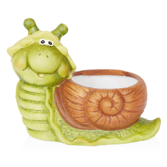 Alpine Corporation WTJ346HH Snail Pot Planter, Stylish Décor for Garden, Patio, & Lawn, 7" H, Multicolor