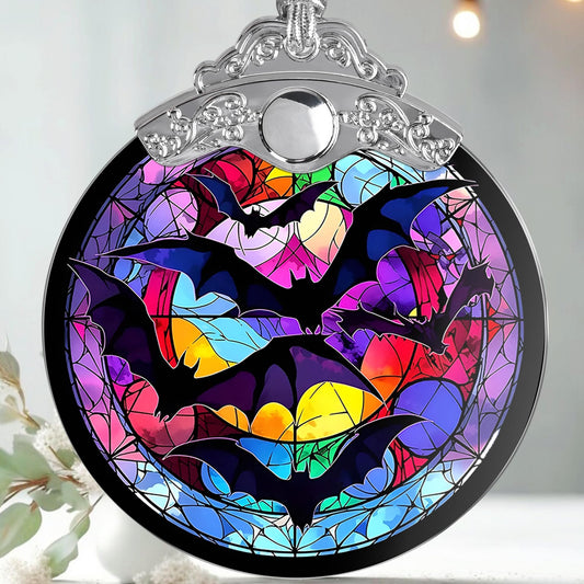 Jocidea Christmas Ornament, Bat Christmas Decor, Bat Ornaments for Christmas Tree, Stained Glass Ornament, Bat Gifts, Holiday Decorations and Xmas Gifts Ideas