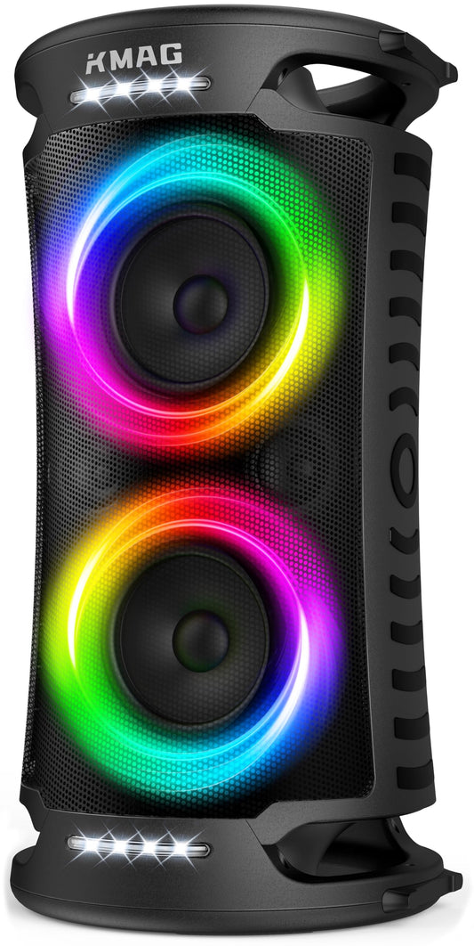 Large Party Bluetooth Speaker, 260W Peak Powerful Loud Sound with Deep Bass, 15Hr Playtime, Fast Charge, RGB Cool Light Show, TWS, Portable for Outdoor Beach, Camping, Backyard, Work, Home (Black)