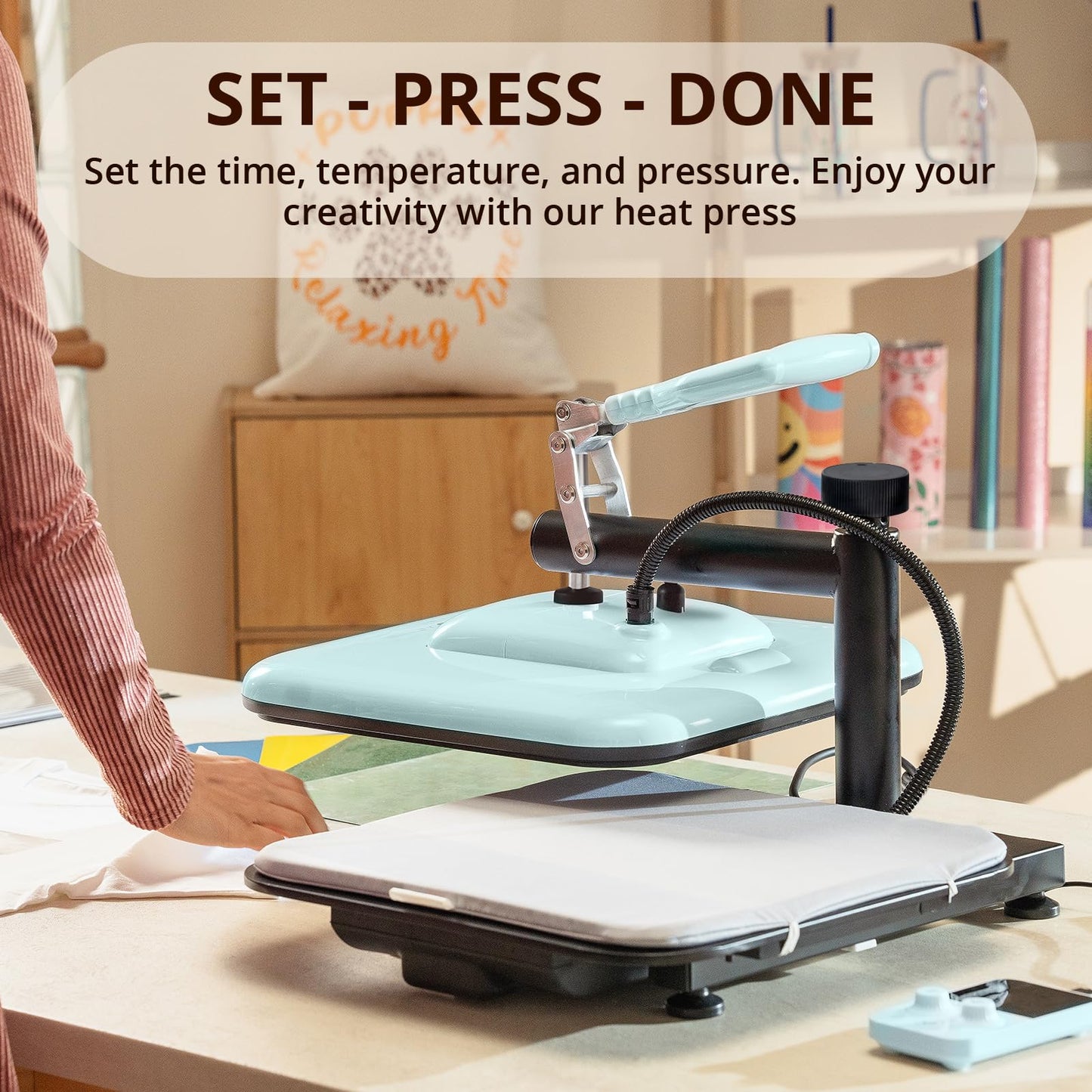 HTVRONT Heat Press Machine for T-Shirts, Heat Press 15 x 15 Professional Heats Up Fast & Distribute Heat Evenly, Swing Away T-Shirt Press Machine for HTV, Sublimation, Heat Transfer Projects (Blue)