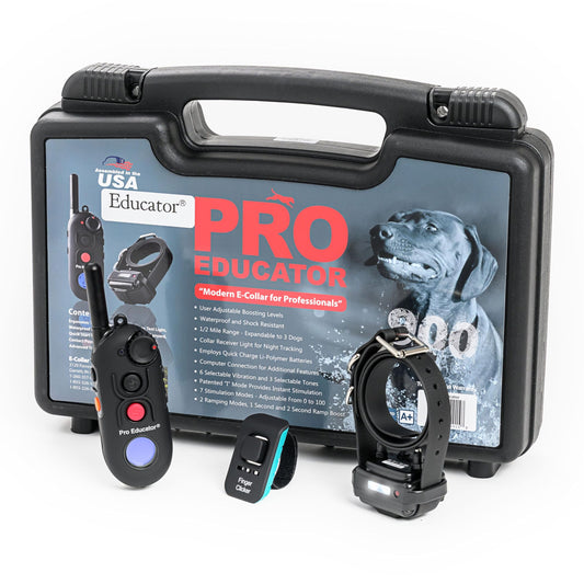 Educator Pro 1/2 Mile Dog Training Collar with Ergonomic Remote, Safe Humane Vibration Stimulation, Pavlovian Tone, Waterproof, Odorproof Biothane Collar, Night Light, Rechargeable, 1 Dog, Black