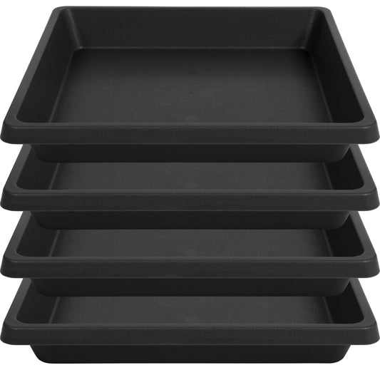 Feyvdzv Square Plant Saucer 8 Inch 4 Pack 6 10 12 14 16 18 20 inch, Saucers for Potted Plants and Water Catcher Tray, Plant Drip Trays and Flower Pot Saucers, Plant Saucers for Indoors and Outdoors