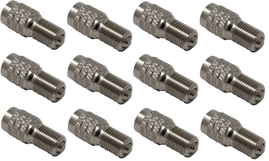 (Pack of 12) Muzzys Double Seal Flow Through Valve Stem Extension Tire Caps Inflate Thru for High Pressure Truck Car RV Semi Tires INFLATE Tires and Check Pressure Without Removing The CAPS! V2B DS-1
