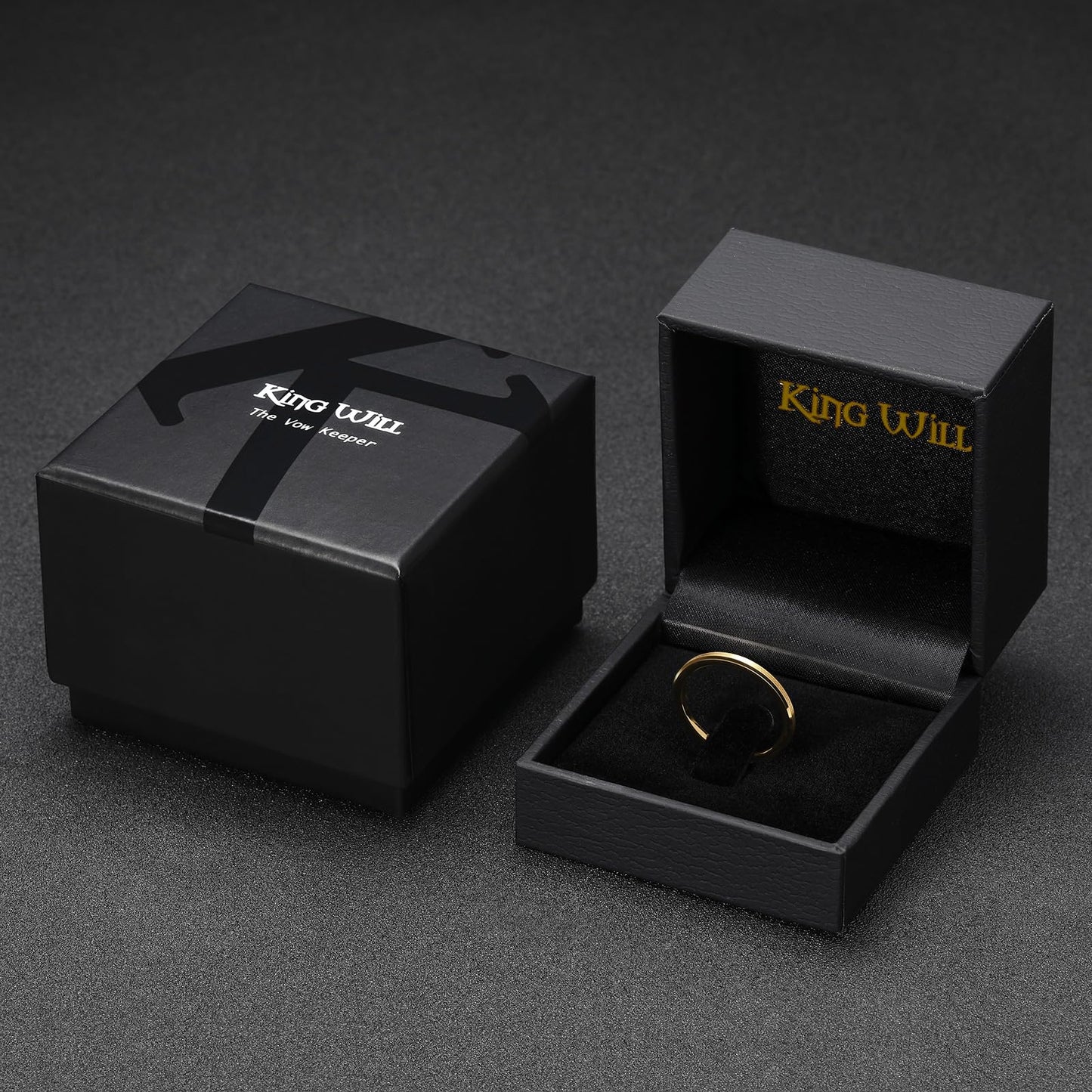 King Will 2mm Gold Tungsten Men's Wedding Band - Brushed Matte Finish, Beveled Polished Edge, Comfort Fit Size 12