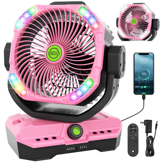 TDLOL 45000mAh Rechargeable fan for Bedroom, Battery Powered Oscillating Fan with Remote, Large Powerful Airflow Battery Operated Fans Portable Quiet Outdoor Table Cordless Fan Christmas Decorations
