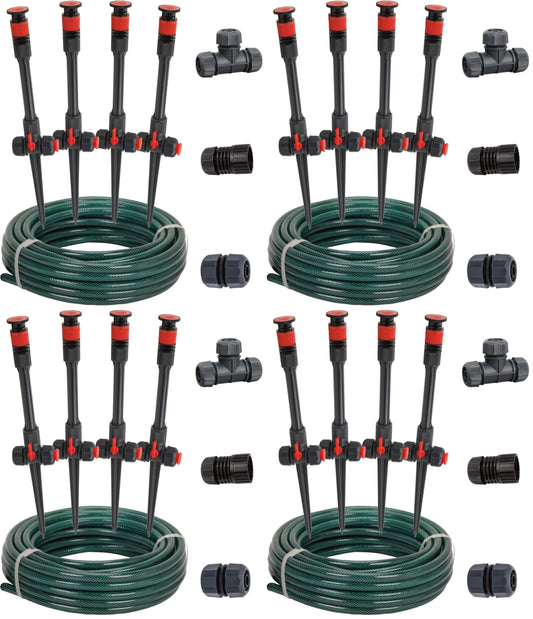 Eden 98063 Multi-Adjustable Flex Design Above Ground Irrigation Garden Sprinkler System,Sprinkler & Hose,DIY Plant Watering Set,(Pack of 4)