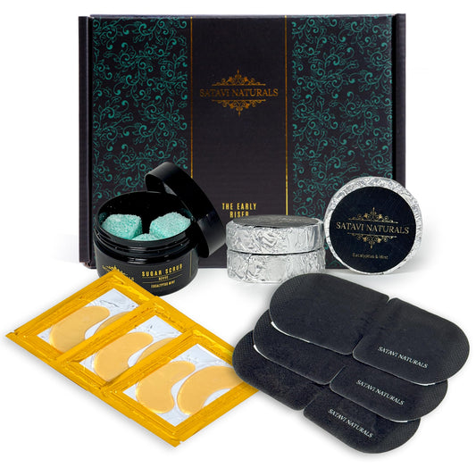 Spa Gift Set for Women – Eucalyptus Mint Aromatherapy Shower Steamers, Sugar Scrub, 24K Gold Eye Masks & Steam Eye Mask | Self Care & Relaxation Gift Box for Stress Relief at Home