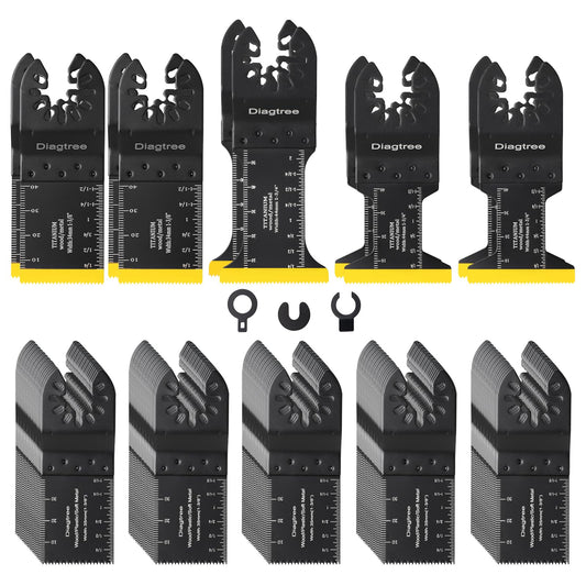 Diagtree Oscillating Saw Blades, Diagtree 115PCS Titanium Oscillating Multitool Blades for Metal, Wood and Plastic, fit Dewalt Milwaukee Ryobi Fein Dremel Bosch Rockwell Makita Porter(Titanium, 115)
