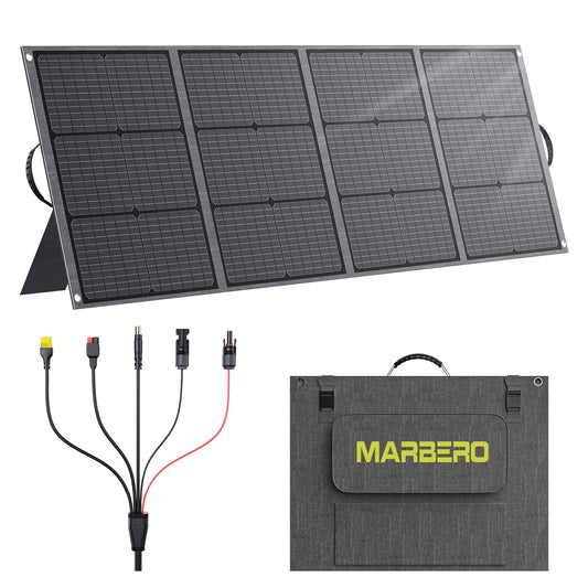 MARBERO 200W Portable Solar Panel for Power Station IP68 Waterproof 200 Watt Foldable Solar Charger >23% High Efficiency Compatible with Solar Generator for Camping RV Outdoor Cloudy