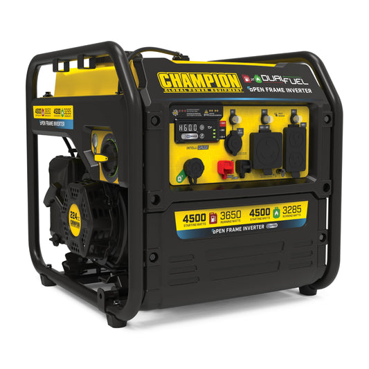 Champion Power Equipment 4,500-Watt Electric Start Dual Fuel RV Ready Portable Open Frame Inverter Generator with Quiet Technology and CO Shield®