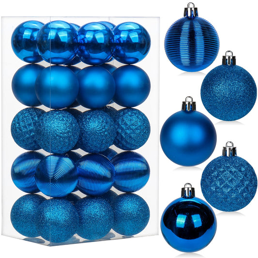 30PCS 2" Christmas Ball Ornaments Shatterproof Blue Christmas Tree Decorations Xmas Tree Balls Halloween Ornaments Décor
