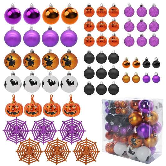 61PCS Halloween Tree Ornaments Ball Hanging Decorations Pumpkin Bat Witches Spider Halloween Decor Home Decor Indoor for Party Holiday