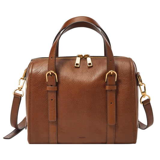 Fossil Women's Carlie Leather Mini Satchel Purse Handbag, Brown (Model: ZB1856200)