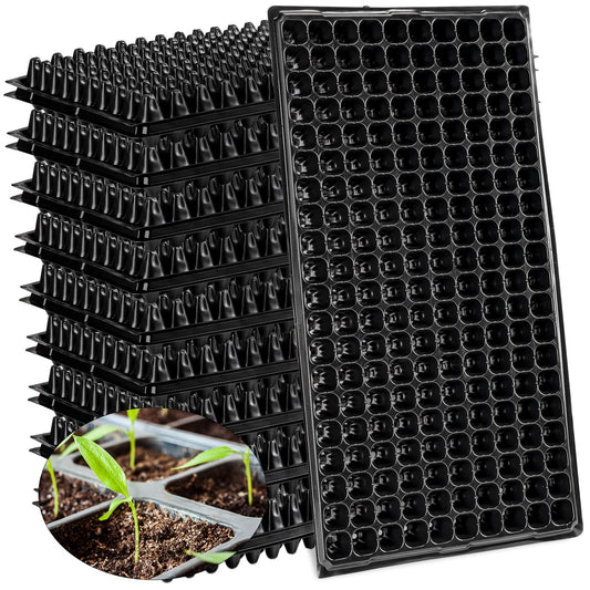 Eccliy 20 Pack 200 Cell Seedling Trays Seed Starter Kit Plant Starter Tray Durable Plastic Gardening Germination with Drain Holes Nursery Pots Mini Propagator for Growing Propagation