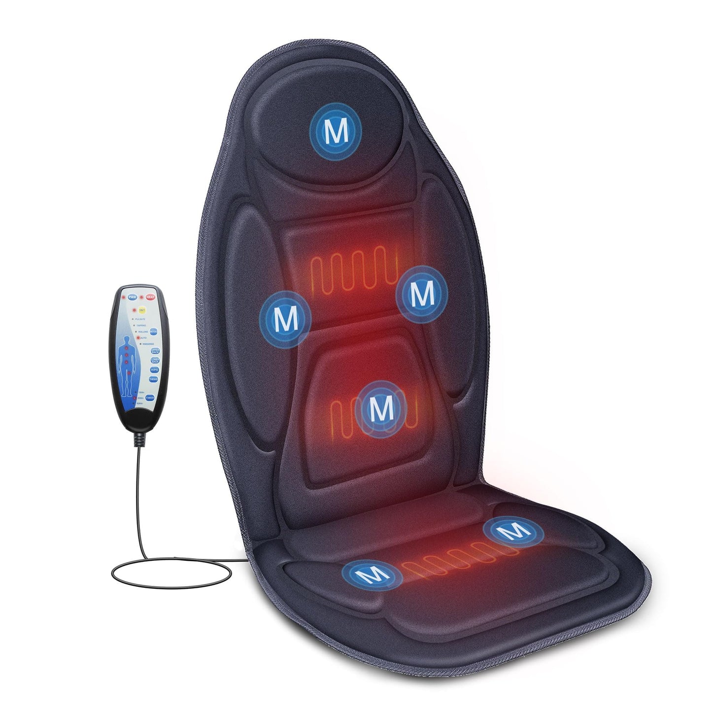 Snailax Vibration Back Massager with Heat, Massage Seat Cushion with 6 Vibrating Motors and 2 Heat Levels, Massage Chair Pad for Home Office use, Gifts for Him Her