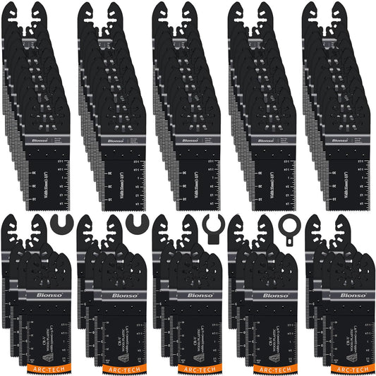 Bionso 110PCS Oscillating Tool Blade Cuts Wood, Sharp and Durable Multitool Blades, Multi Tool Blades Kits, Oscillating Saw Blades Fit Dewalt Milwaukee Ryobi Makita Worx Rockwell