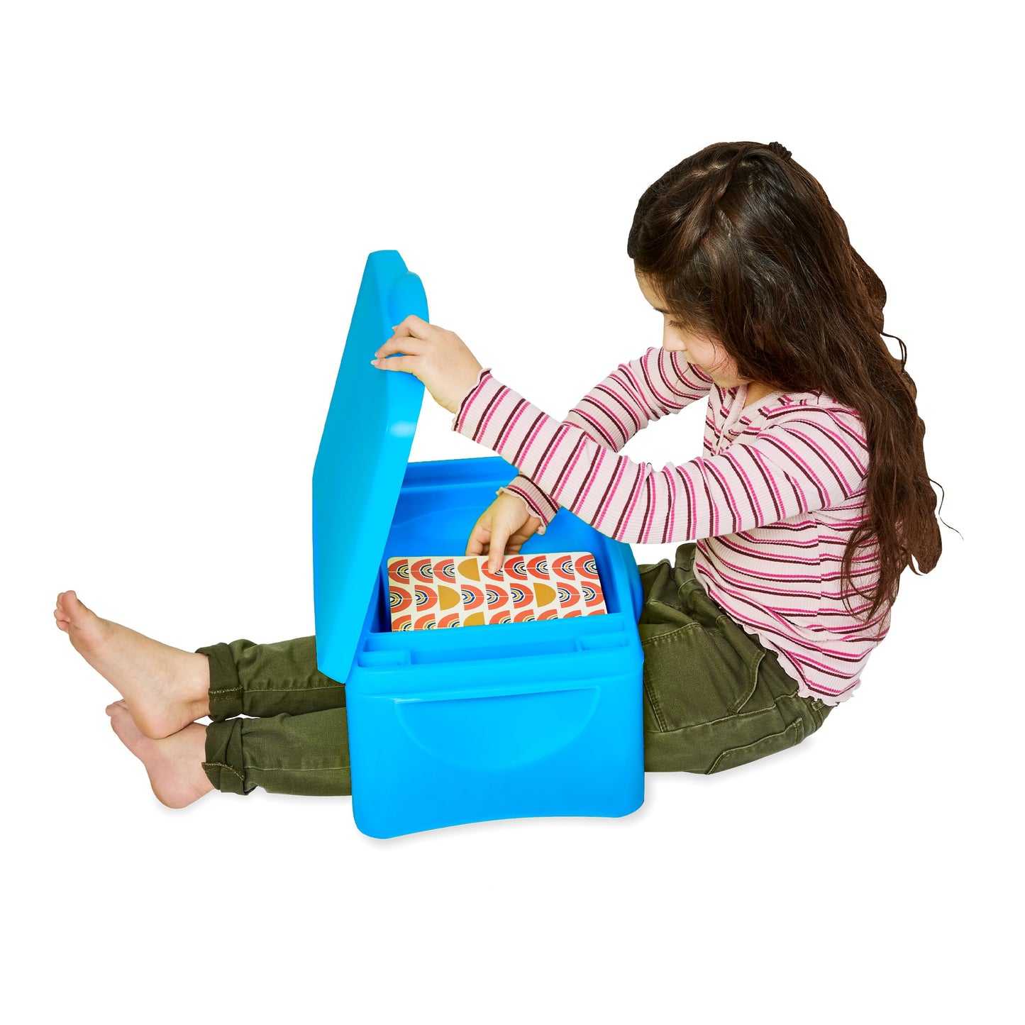 HearthSong Foldable Lap Desk for Kids with Storage - Ideal Floor Desk for Drawing, Studying, Portable Folding Travel Lap Table, Versatile Bed Desk & Lap Tray, Blue