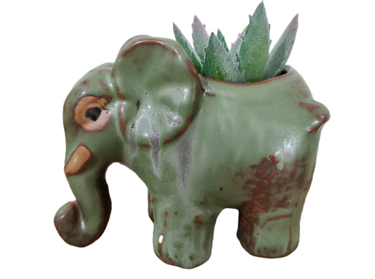 Everyday Better Life Cute Cartoon Animal Elephant Ceramic Succulent Cactus Flower Pot/Plant Pots/Planter/Container for Home Garden Office Desktop Decoration (Green)