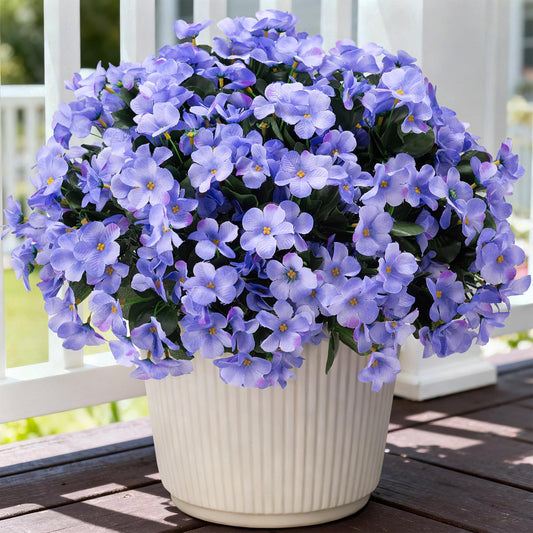 INXUGAO Artificial Flowers for Outdoors Decoration, 5 Bundles Faux Hydrangea UV Resistant Fake Arrangements Plants for Indoor Outside Garden Front Porch Spring Summer Decor, Blue