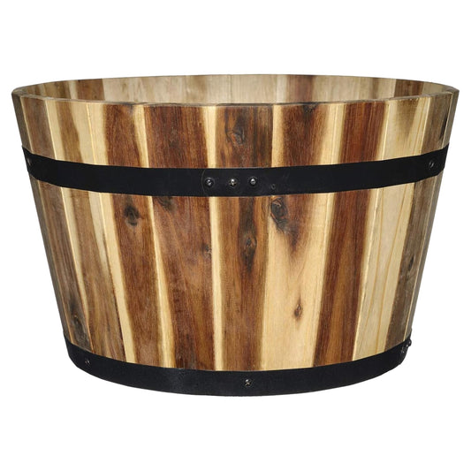 Classic Home & Garden 16" Whiskey Barrel Planter, Acacia