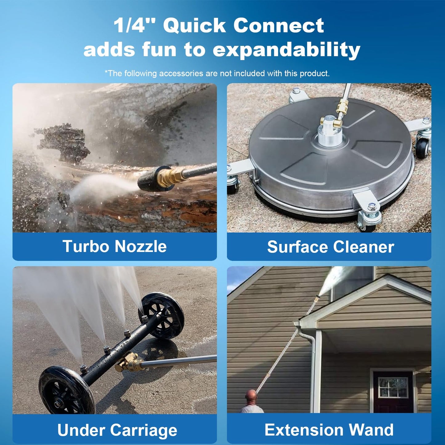 Imdot 5000PSI 4.0GPM Heavy Duty Electric Pressure Washer with 33 FT Extension Hose, 4 QCNozzles and 500ml Foam Cannon for Cars/Fences/Driveways/Patios/Home Cleaning, Deep Blue