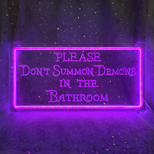 Please Don't Summon Demons in the Bathroom Neon Signs for Wall Decor, Neon Led Light Sign Home Decorations for Dark Humor Goth, Gothic, Witchy Bathroom Decor, Family, Bar, Party, Christmas, INSNEnN