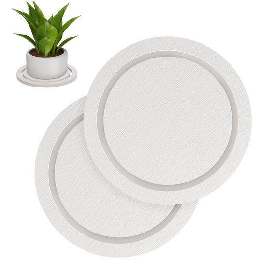 Johamoo Plant Saucer for Indoors, 2 Pack 6 Inch, Instantly Dry Diatomaceous Earth Plant Trays, Stone Plant Pot Saucers Drip & Drainage Tray, White