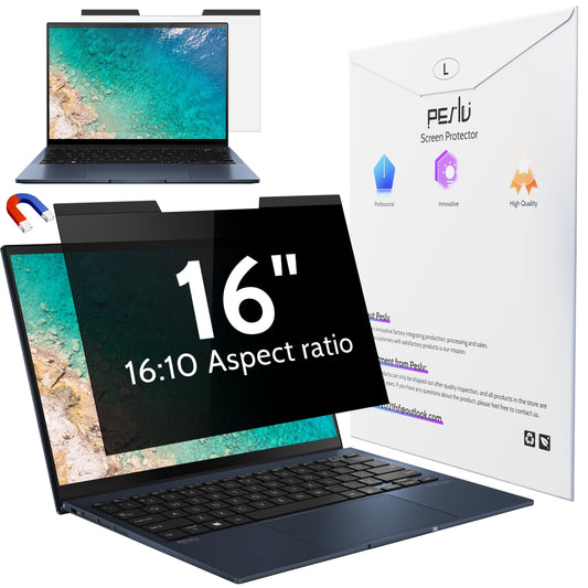 Peslv Magnetic Laptop Privacy Screen 16 inch for 16:10 Computer Monitor, 16" Removable Anti Glare Protector Blue Light Filter Shield Compatible with Lenovo Hp Dell Acer Asus Thinkpad Envy Xps